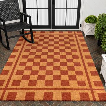 Harper Classic Farmhouse Checkerboard Coir Area Rug